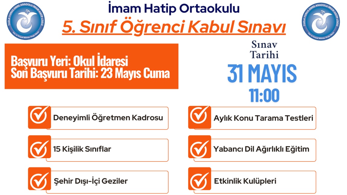 YABANCI DİL AĞIRLIKLI 5.SINIF ÖĞRENCİ KABUL SINAVI DUYURUSU.
